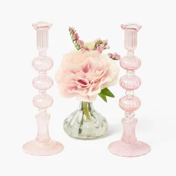 Mrs. Alice Gisele Pink Candle Holder (Pair)< Summer Candleware | Candle Holders
