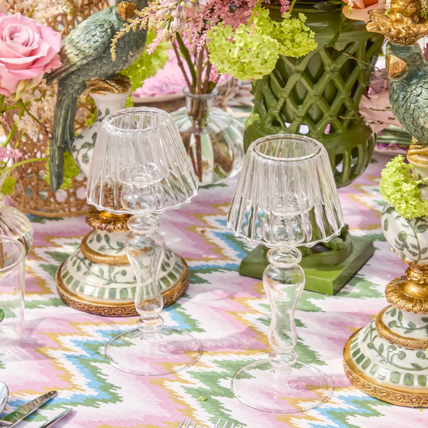 Mrs. Alice Glass Lantern Tea Light Holder Set< Summer Glassware | Summer Candleware