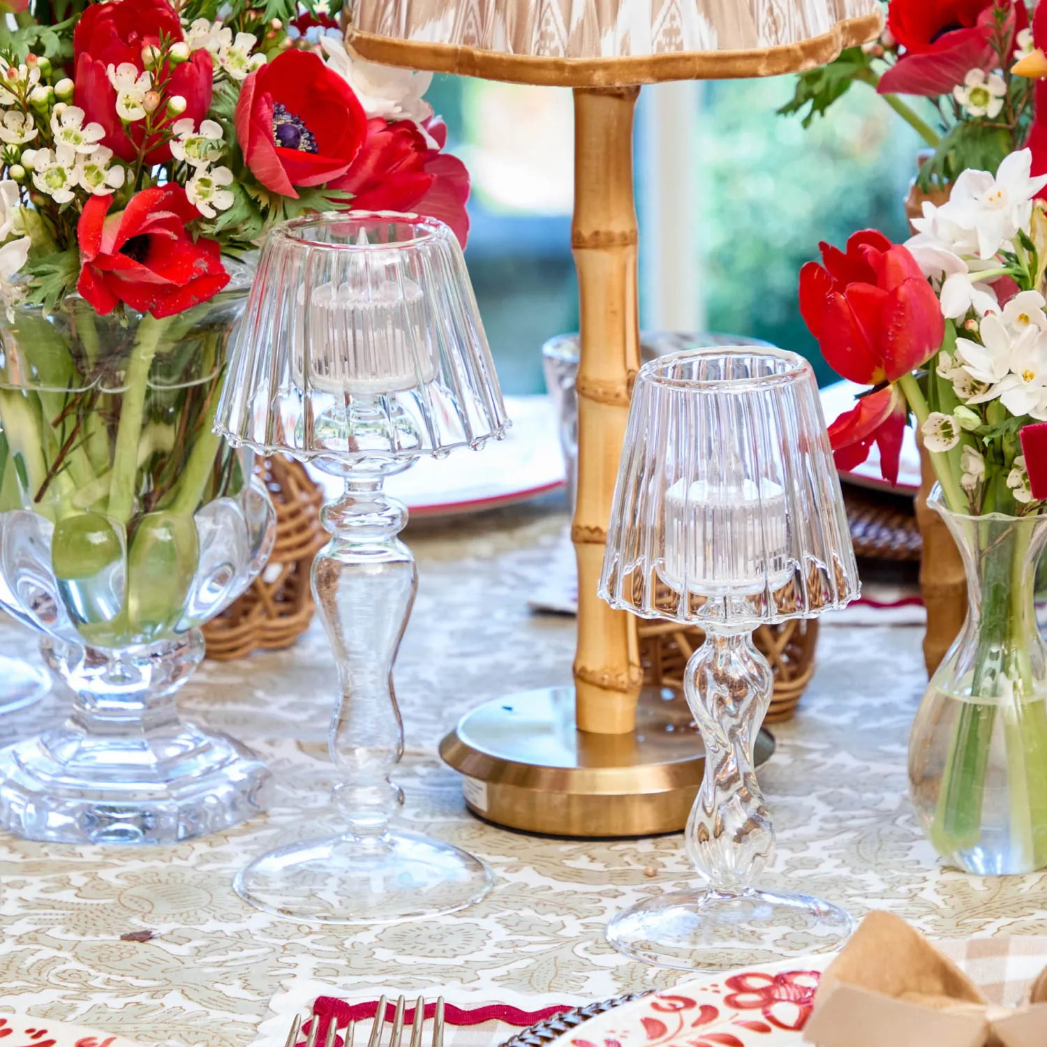 Mrs. Alice Glass Lantern Tea Light Holder Set< Summer Glassware | Summer Candleware