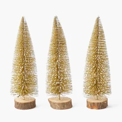 Mrs. Alice Gold Glitter Trees (Set of 3)< Christmas Decorations