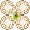 Mrs. Alice Gold Petal Bamboo Dinner & Starter Plates (Set of 8)< Crockery Sets