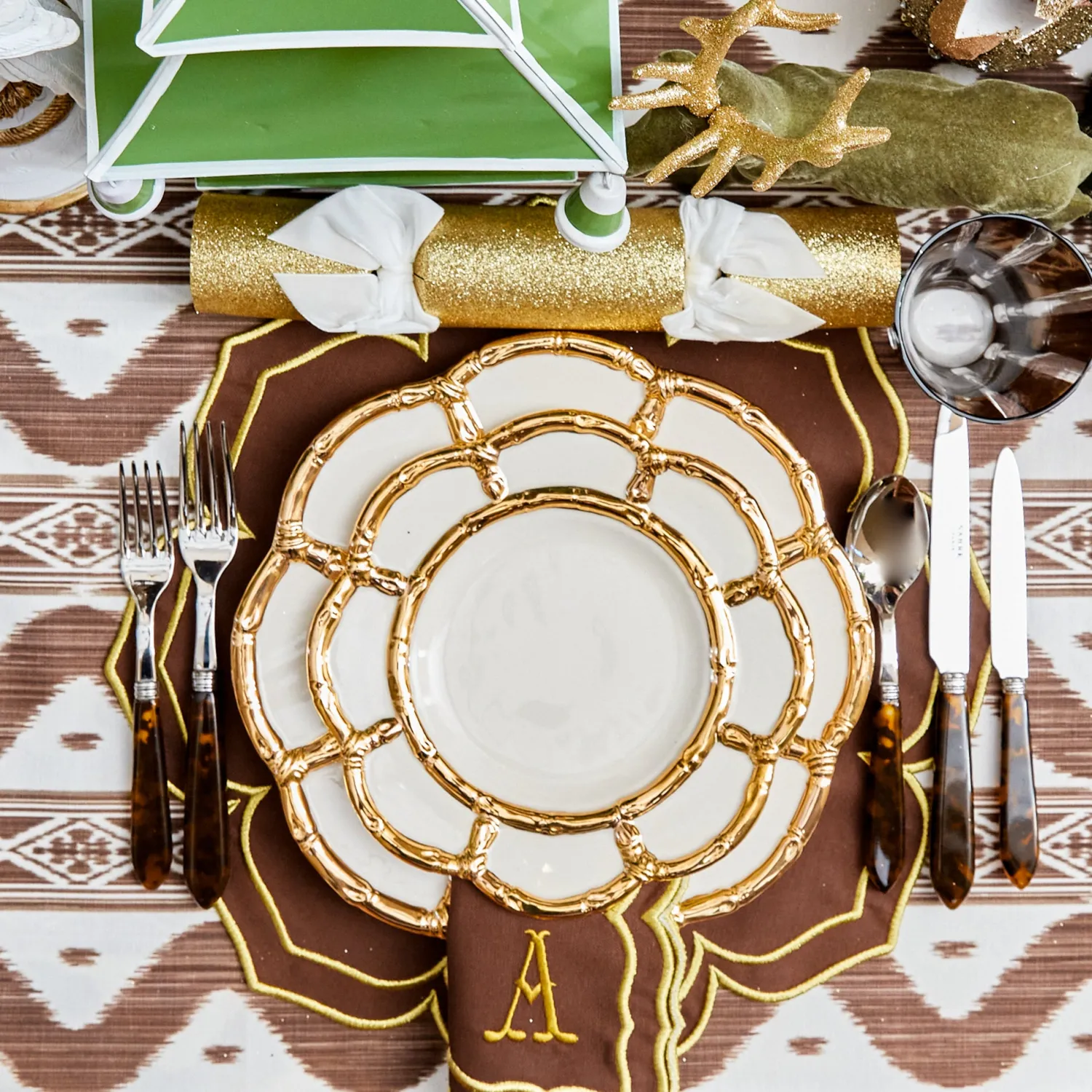 Mrs. Alice Gold Petal Bamboo Dinner & Starter Plates (Set of 8)< Crockery Sets