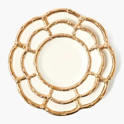 Mrs. Alice Gold Petal Bamboo Dinner & Starter Plates (Set of 8)< Crockery Sets