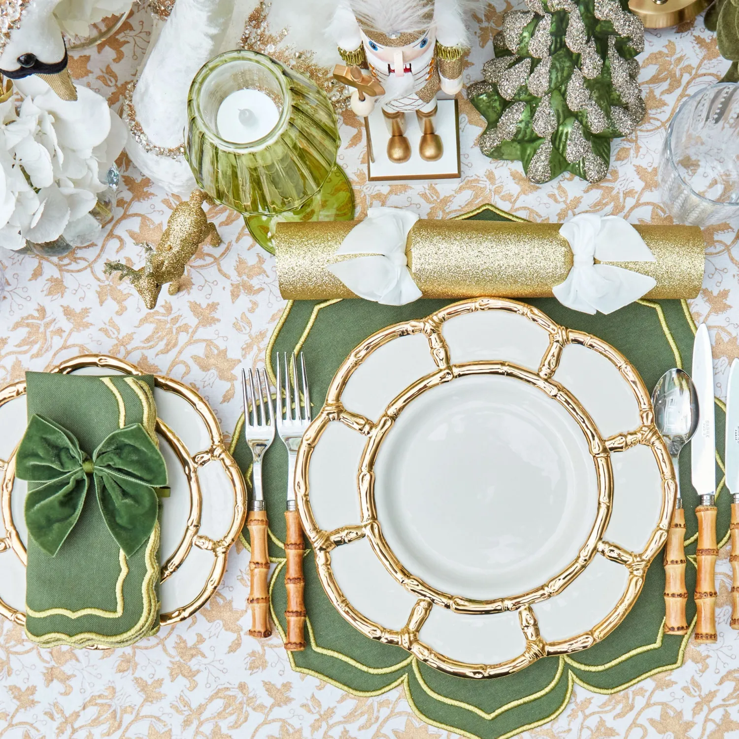 Mrs. Alice Gold Petal Bamboo Dinner & Starter Plates (Set of 8)< Crockery Sets