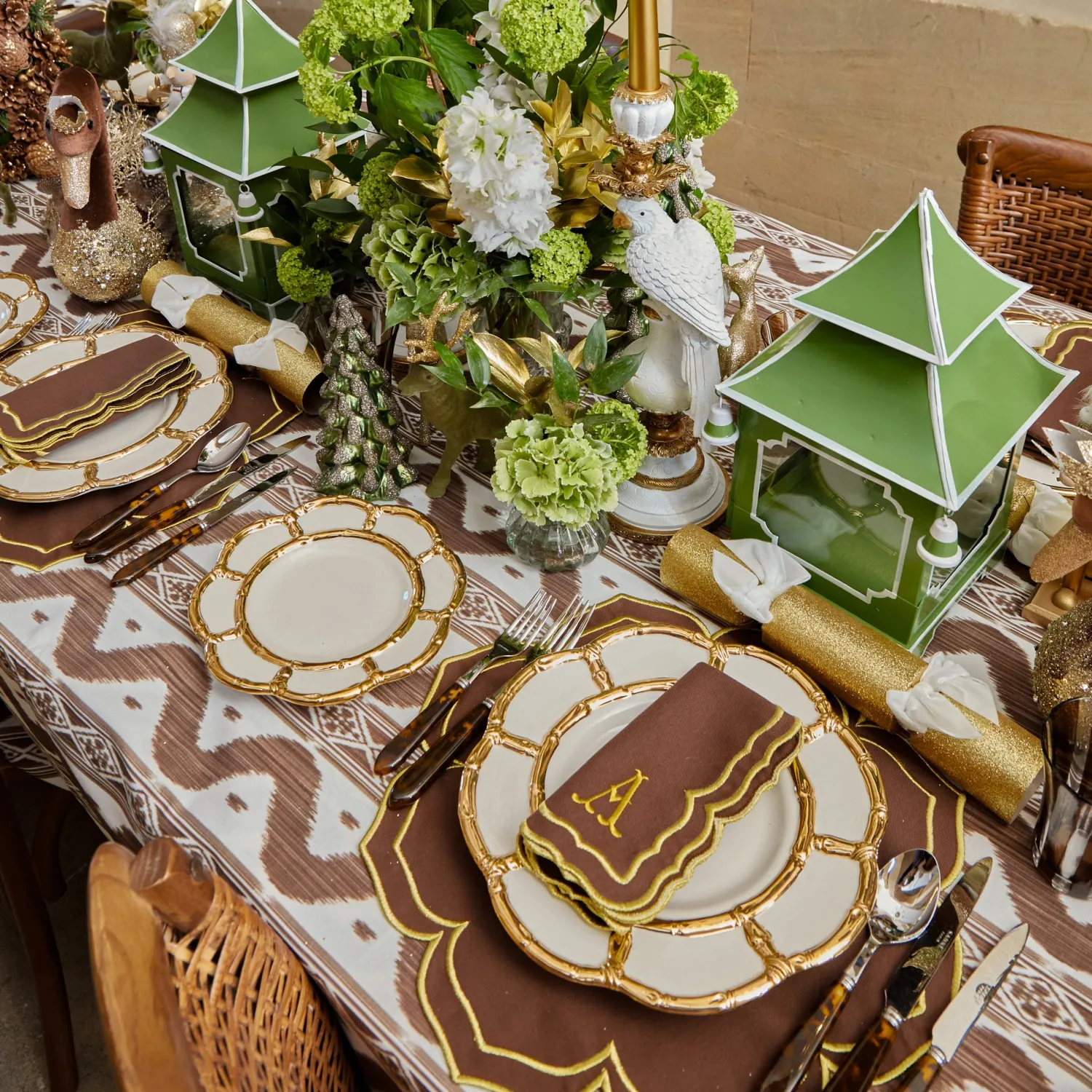 Mrs. Alice Gold Petal Bamboo Dinner & Starter Plates (Set of 8)< Crockery Sets