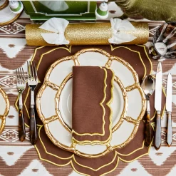 Mrs. Alice Gold Petal Bamboo Dinner Plates (Set of 4)< Dinner Plates | Crockery Sets