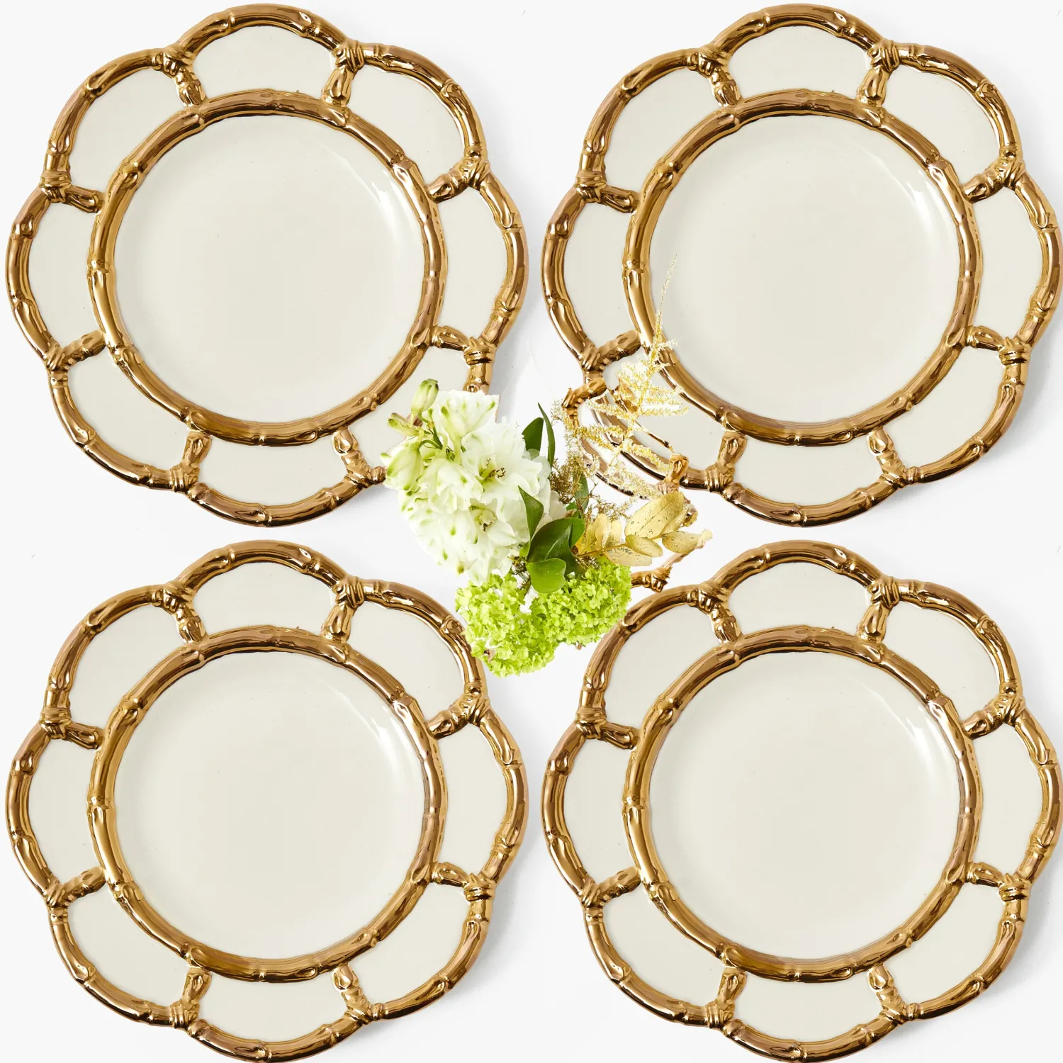 Mrs. Alice Gold Petal Bamboo Starter Plates (Set of 4)< Starter Plates | Crockery Sets