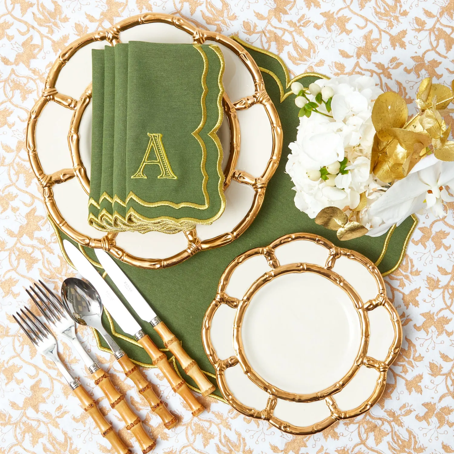 Mrs. Alice Gold Petal Bamboo Starter Plates (Set of 4)< Starter Plates | Crockery Sets