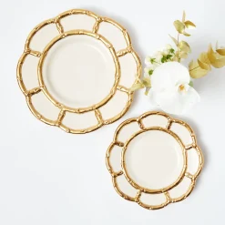 Mrs. Alice Gold Petal Bamboo Starter Plates (Set of 4)< Starter Plates | Crockery Sets