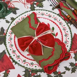 Mrs. Alice Gold Trimmed Red Velvet Bows (Set of 4)< Napkin Rings & Bows