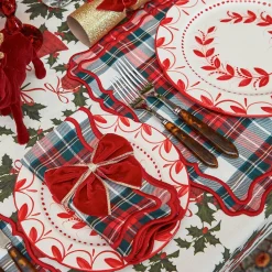 Mrs. Alice Gold Trimmed Red Velvet Bows (Set of 4)< Napkin Rings & Bows