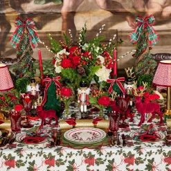 Mrs. Alice Gold Trimmed Red Velvet Bows (Set of 4) - 20cm< Napkin Rings & Bows