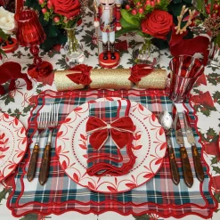 Mrs. Alice Gold Trimmed Red Velvet Bows (Set of 4)< Napkin Rings & Bows