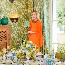 Mrs. Alice Green & Blue Lotus Lampshade (18cm)< Summer Lighting | Lampshades