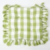 Mrs. Alice Green Gingham Ruffle Seat Pad Cushion< Cushions
