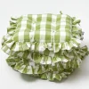 Mrs. Alice Green Gingham Ruffle Seat Pad Cushions (Set of 4)< Cushions