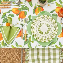 Mrs. Alice Green Gingham Ruffle Seat Pad Cushions (Set of 4)< Cushions