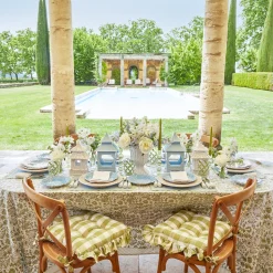 Mrs. Alice Green Gingham Ruffle Seat Pad Cushion< Cushions