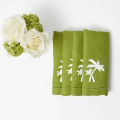 Mrs. Alice Green Linen Palm Tree Napkins (Set of 4)< Summer Table Linen | Napkins