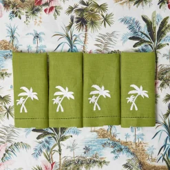 Mrs. Alice Green Linen Palm Tree Napkins (Set of 4)< Summer Table Linen | Napkins