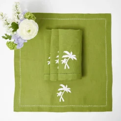 Mrs. Alice Green Linen Palm Tree Napkins (Set of 4)< Summer Table Linen | Napkins