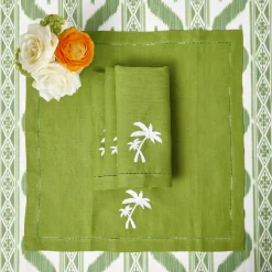 Mrs. Alice Green Linen Palm Tree Napkins (Set of 4)< Summer Table Linen | Napkins