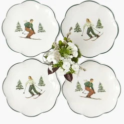 Mrs. Alice Heidi & Hans Skier Dinner Plate  (Set of 4)< Dinner Plates | Crockery Sets