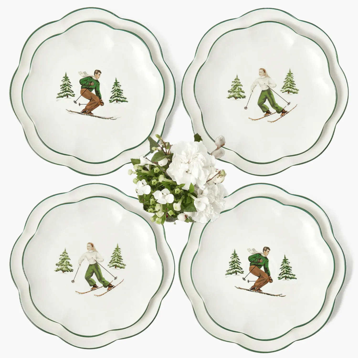 Mrs. Alice Heidi & Hans Skier Dinner & Starter Plates (Set of 8)< Crockery Sets