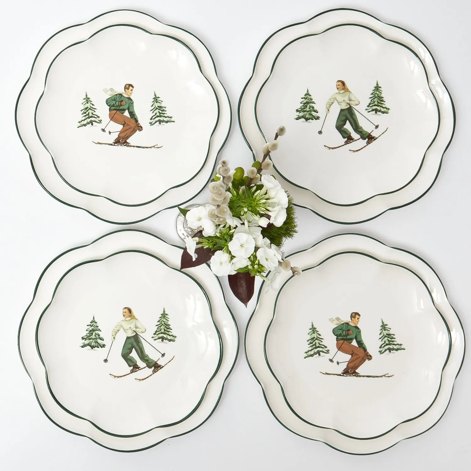 Mrs. Alice Heidi & Hans Skier Dinner & Starter Plates (Set of 8)< Crockery Sets