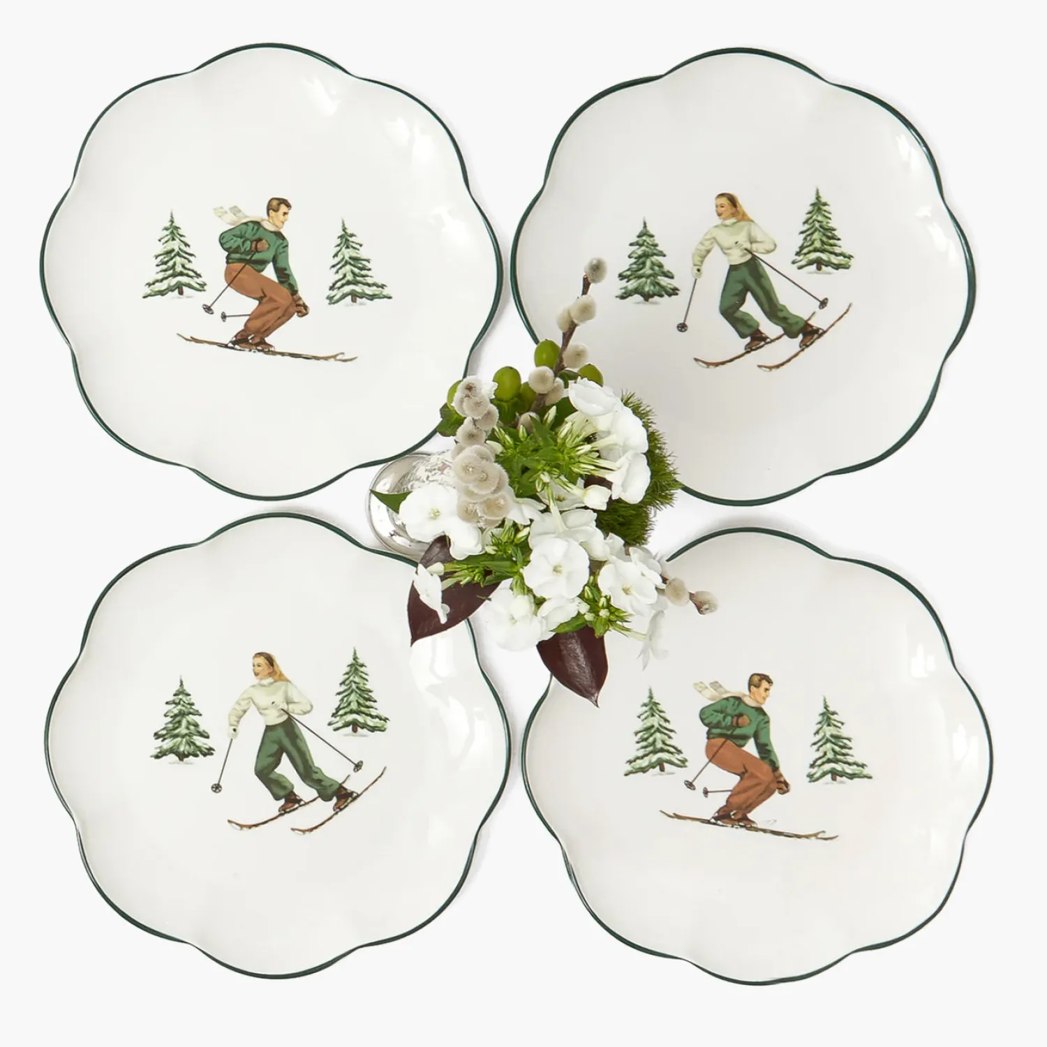 Mrs. Alice Heidi & Hans Skier Starter Plates (Set of 4)< Starter Plates | Crockery Sets