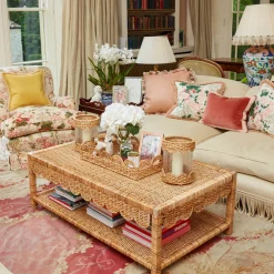 Mrs. Alice Helena Rattan Hurricane Lantern< Summer Glassware | Summer Candleware