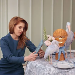 Mrs. Alice Hot Air Balloon Rechargeable Lamp with Blue Bow< Rechargeable Table Lamps | Lamp Stands