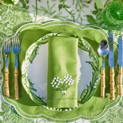 Mrs. Alice Hydrangea Green Linen Napkins (Set of 4)< Napkins | For Her