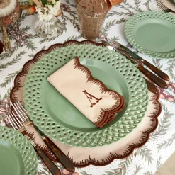 Mrs. Alice Isabella Taupe & Chocolate Placemats & Napkins (Set of 4)< Table Linen Sets | Mrs. Alice Monogram