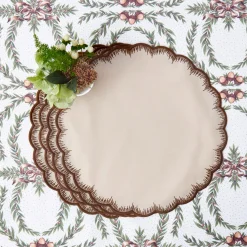 Mrs. Alice Isabella Taupe & Chocolate Placemats & Napkins (Set of 4)< Table Linen Sets | Mrs. Alice Monogram