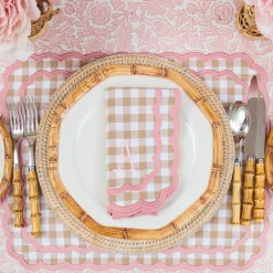 Mrs. Alice Isla Putty & Pink Gingham Placemats (Set of 4)< Placemats