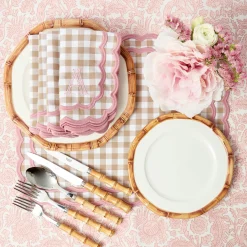 Mrs. Alice Isla Putty & Pink Gingham Napkins (Set of 4)< Napkins | Mrs. Alice Monogram