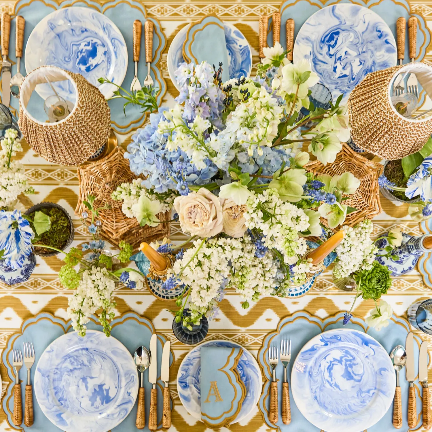 Mrs. Alice Julia Blue Marbled Dinner & Starter Plates (Set of 8)< Summer Crockery | Crockery Sets