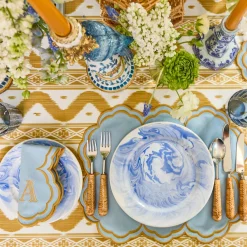 Mrs. Alice Julia Blue Marbled Dinner Plate (Set of 4)< Summer Crockery | Dinner Plates