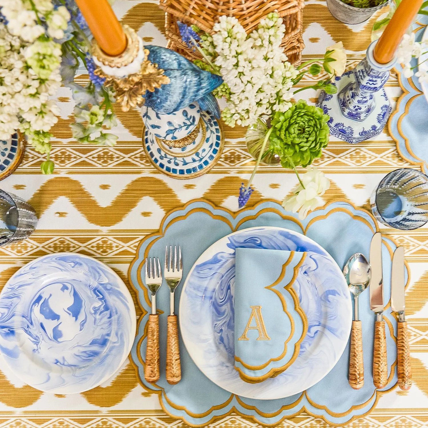 Mrs. Alice Julia Blue Marbled Dinner & Starter Plates (Set of 8)< Summer Crockery | Crockery Sets