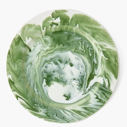 Mrs. Alice Julia Green Marbled Dinner Plate< Summer Crockery | Dinner Plates
