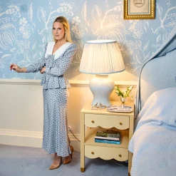 Mrs. Alice Juliette Grasscloth Bedside Table< Furniture