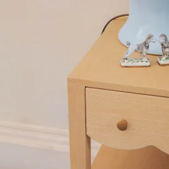 Mrs. Alice Juliette Grasscloth Bedside Table< Furniture