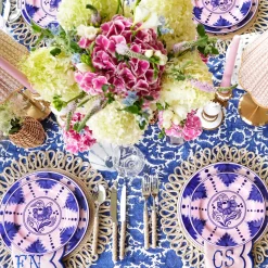 Mrs. Alice Kamari Pink & Blue Dinner & Starter Plates (Set of 8)< Crockery Sets