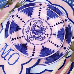 Mrs. Alice Kamari Pink & Blue Dinner & Starter Plates (Set of 8)< Crockery Sets