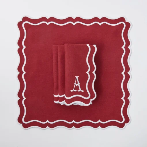 Mrs. Alice Katherine Berry Red Placemats & Napkins (Set of 4)< Table Linen Sets | Mrs. Alice Monogram