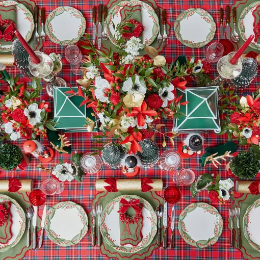 Mrs. Alice Katherine Green & Red Placemats & Napkins (Set of 4)< Table Linen Sets | Mrs. Alice Monogram