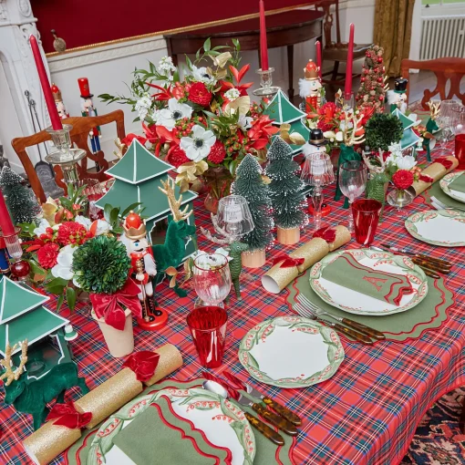 Mrs. Alice Katherine Green & Red Placemats & Napkins (Set of 4)< Table Linen Sets | Mrs. Alice Monogram