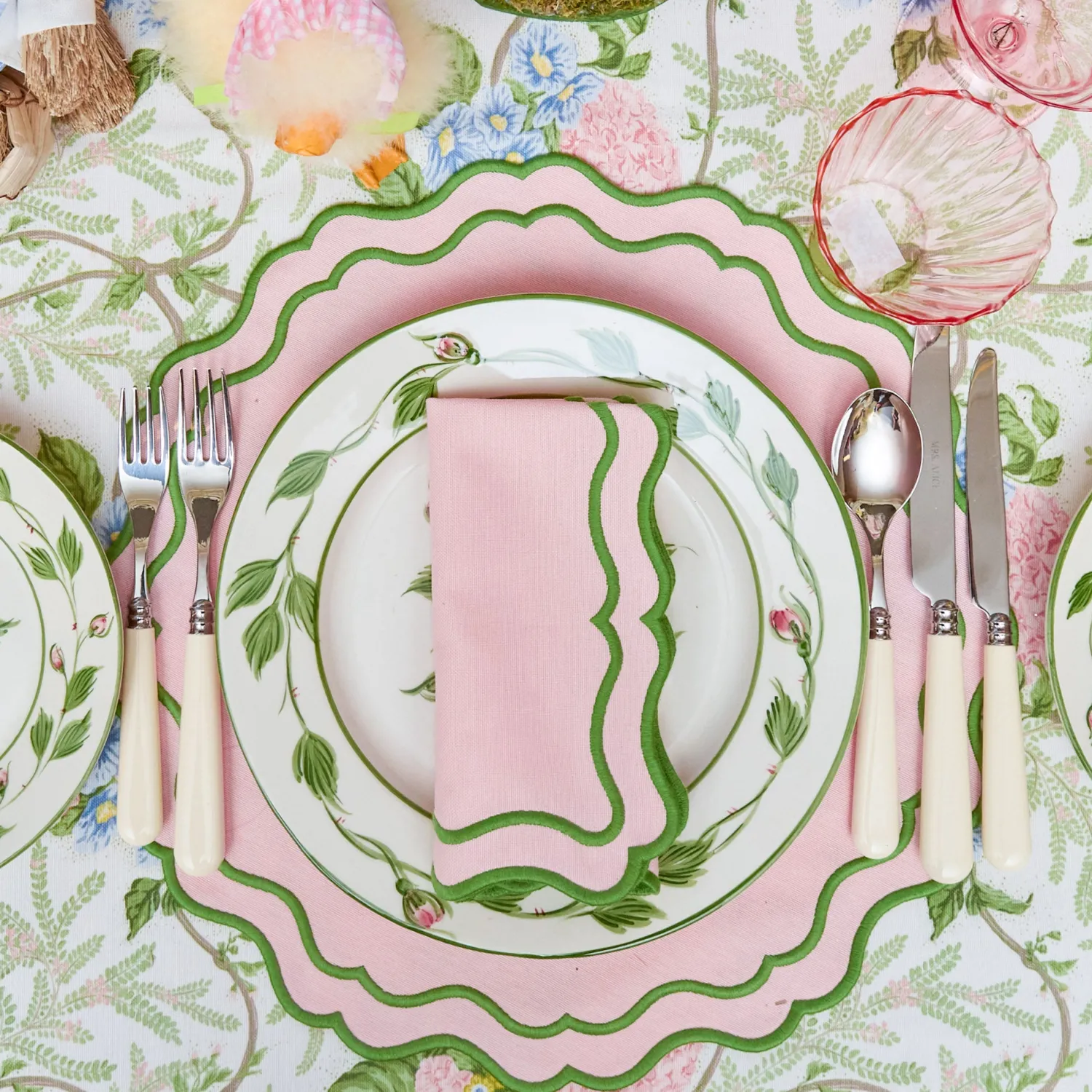 Mrs. Alice Katherine Pink & Green Placemats (Set of 4)< Placemats