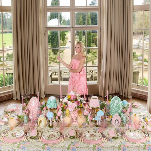 Mrs. Alice Katherine Pink & Green Placemats & Napkins (Set of 4)< Table Linen Sets | Mrs. Alice Monogram